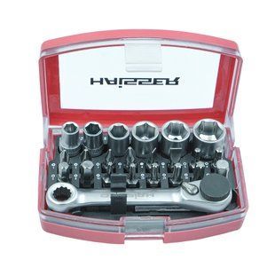 (70252) Набір головок торцевих з тріскачкою 1/4" 24 од. HAISSER 137323 фото