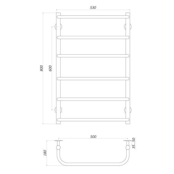 Рушникосушарка UNIO LS W 800-500-6 Драбинка Скоба вода 20882 фото